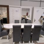 SET GLAM 15 MASA 155/235 CM + 8 SCAUNE GRI INCHIS