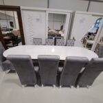 SET GLAM 17 MASA 160/200/240/280 CM +  10 SCAUNE GRI DESCHIS