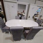 SET GLAM 19 MASA 155/235 CM + 6 SCAUNE GRI DESCHIS