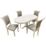 SET LID 102 MOBILA BUCATARIE CU 4 SCAUNE TAPITATE ALB CU GRI