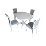 SET LID 103 MASA ALBA EXTENSIBILA CU 4 SCAUNE TAPITATE