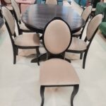 SET LID 21 MASA WENGHE 160/200/240/280/83 H + 6 SCAUNE LEMN TAPITATE