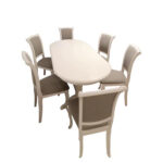 SET LID 73 MASA ALBA CU 6 SCAUNE GRI TAPITATE