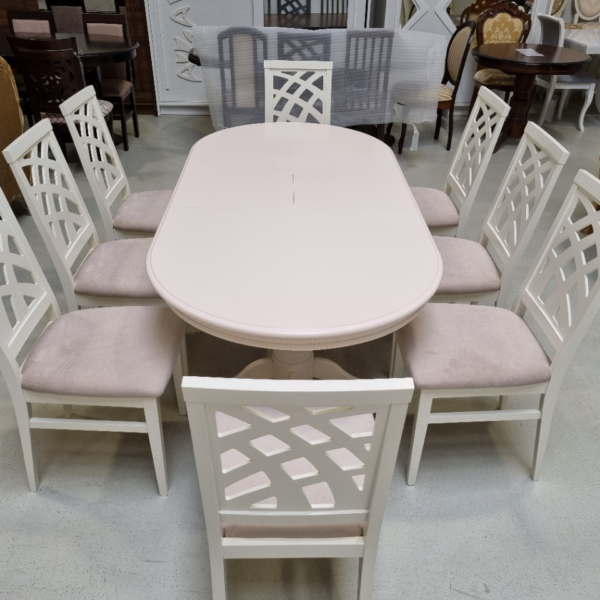 SET MARCO 62 MASA CREM 150/185 CM + 8 SCAUNE