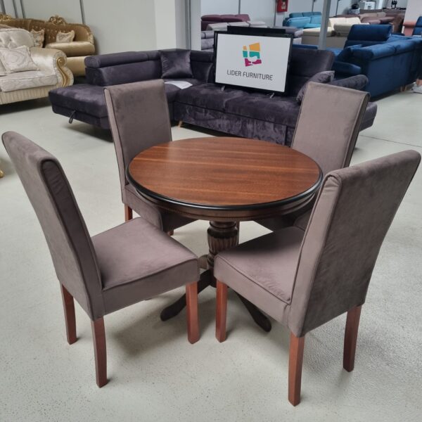 Set Glamy 11 masa 120/90/90 cm + 4 scaune tapitate