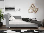 Divan / Pat o persoana tapitat Gri Deschis Round Fix - imagine 2