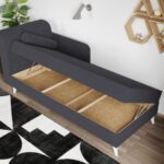 Divan / Pat o persoana tapitat Gri Inchis Round Rabatabil