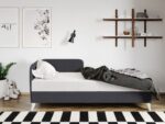 Divan / Pat o persoana tapitat Gri Inchis Soft Fix - imagine 3