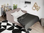 Divan dublu / Pat matrimonial tapitat Crem Round Fix - imagine 2