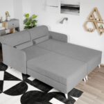 Divan dublu / Pat matrimonial tapitat Gri Deschis Round Fix