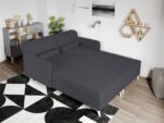 Divan dublu / Pat matrimonial tapitat Gri Inchis Round Fix