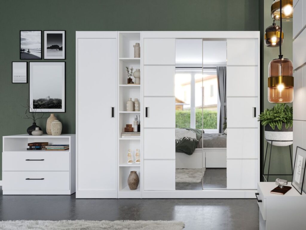 Dulap Nordis 210 usi alb/oglinda