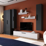 Living Pati 130 - Mobila Sufragerie Gri Antracit + Alb