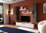 Living Pati 131 - Mobila Sufragerie Gri Beton + Alb - imagine 2