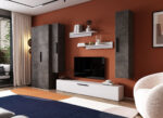 Living Pati 131 - Mobila Sufragerie Gri Beton + Alb