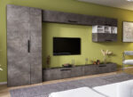 Living Pati 135 - Mobila Sufragerie Gri Beton + Alb