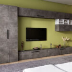 Living Pati 135 - Mobila Sufragerie Gri Beton + Alb
