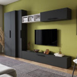 Living Pati 136 - Mobila Sufragerie Gri Antracit + Alb