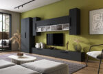 Living Pati 142 - Mobila Sufragerie Gri Antracit + Alb