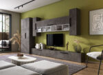 Living Pati 143 - Mobila Sufragerie Gri Beton + Alb