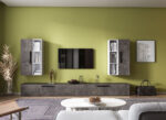Living Pati 145 - Mobila Sufragerie Gri Beton + Alb - imagine 2