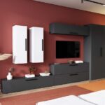 Living Pati 147 - Mobila Sufragerie Gri Antracit + Alb