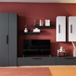 Living Pati 163 - Mobila Sufragerie Gri Antracit + Alb