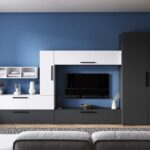 Living Pati 183 - Mobila Sufragerie Gri Antracit + Alb