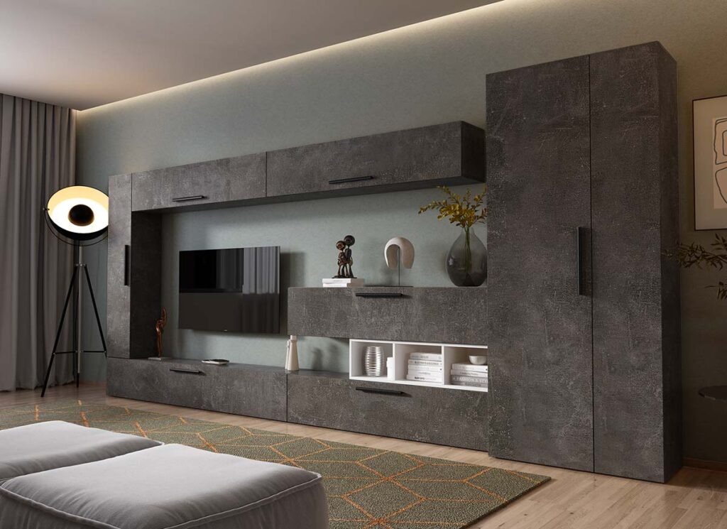 Living Pati 216 - Mobila Sufragerie Gri Beton