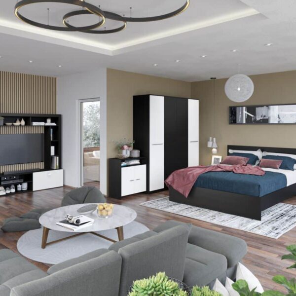 Pachet Mobila Dormitor + Living Ferrara / Alb