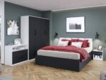 Pachet Mobila Dormitor + Living Gri Antracit / Alb - imagine 2