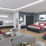 Pachet Mobila Dormitor + Living Gri Antracit / Alb