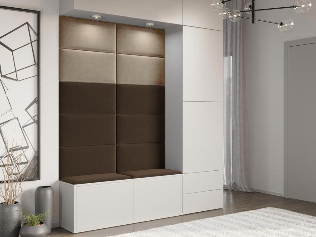 Panou decorativ tapitat - dreptunghi Bej / Cappuccino