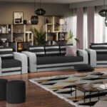 Set Canapea si Fotolii Camila Gri Antracit / Gri Deschis