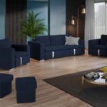 Set Canapea si Fotolii Ivy Albastru