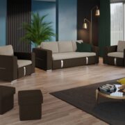 Set Canapea si Fotolii Ivy Crem / Maro