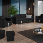 Set Canapea si Fotolii Ivy Gri Antracit