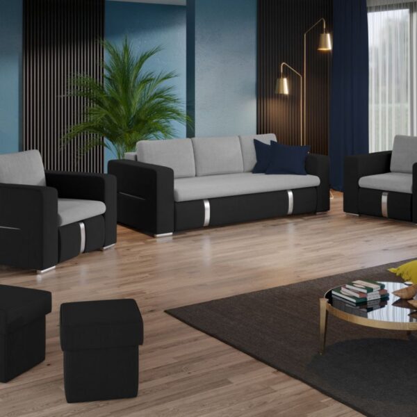 Set Canapea si Fotolii Ivy Gri Deschis / Gri Antracit