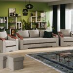 Set Canapea si Fotolii Julia Crem / Maro