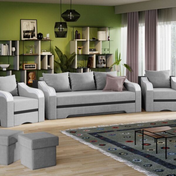 Set Canapea si Fotolii Julia Gri Deschis / Gri Antracit