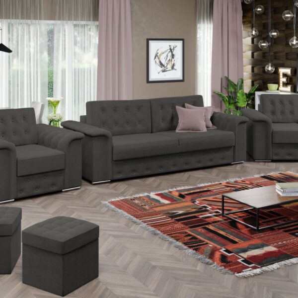 Set Canapea si Fotolii Olimp Gri Antracit