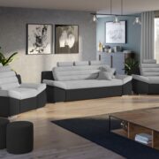 Set Canapea si Fotolii Quinn Gri Deschis / Gri Antracit