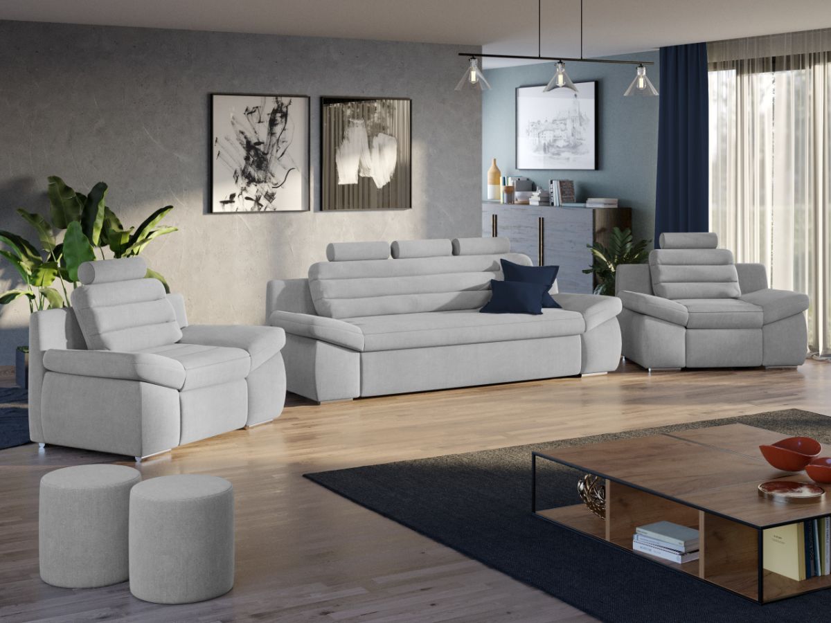 Set Canapea si Fotolii Quinn Gri Deschis