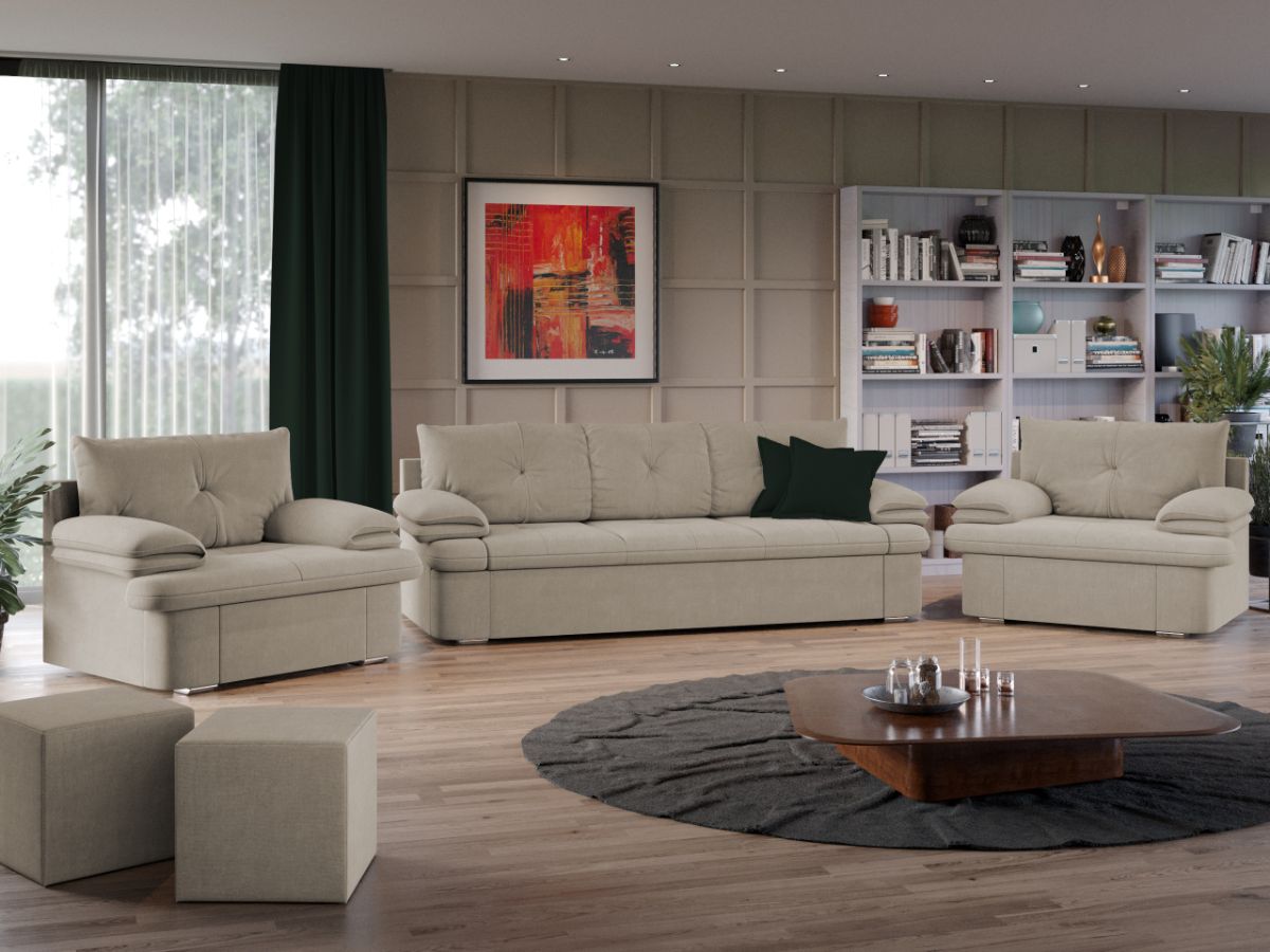 Set Canapea si Fotolii Roma Crem