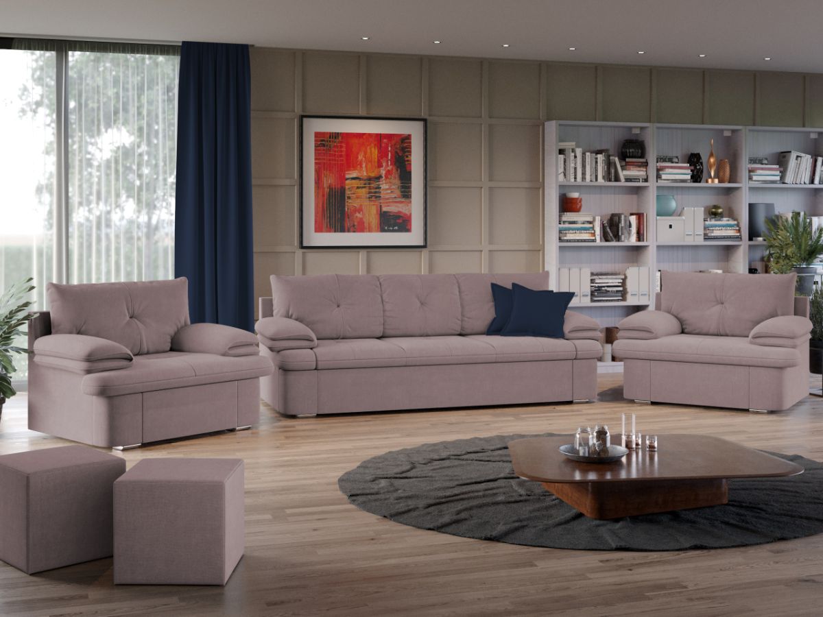 Set Canapea si Fotolii Roma Roze