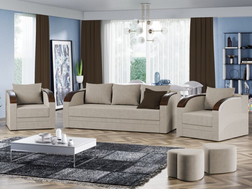 Set Canapea si Fotolii Verona Crem