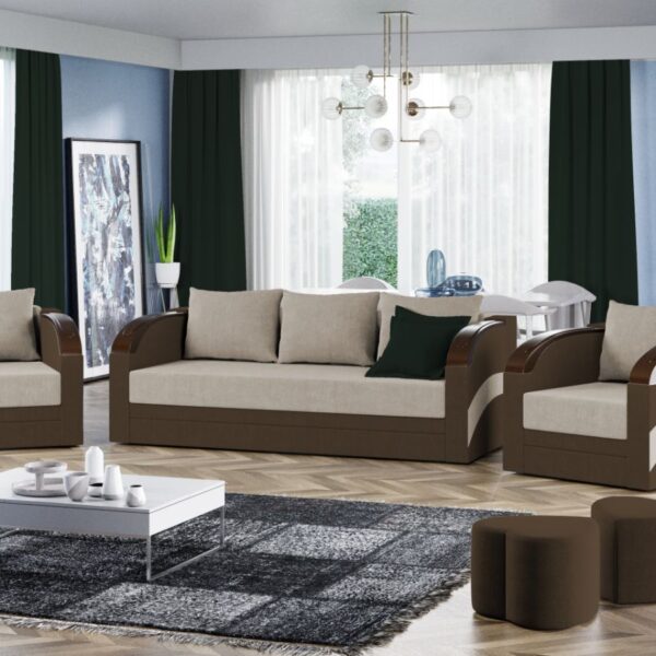 Set Canapea si Fotolii Verona Crem / Maro