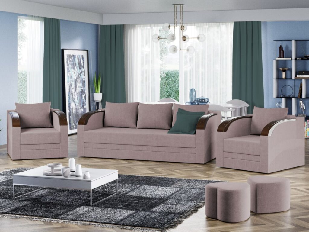 Set Canapea si Fotolii Verona Roze