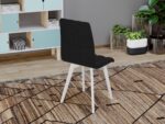 Set Masa Extensibila Rosa + 4 Scaune Karma Tapitate Negru - imagine 3