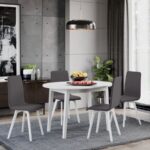 Set Masa Extensibila si 4 scaune Rosa Gri Inchis